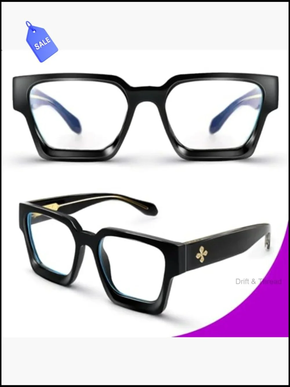 TR90 Square Blue Light Filter Glasses Anti Glare Computer UV Protection